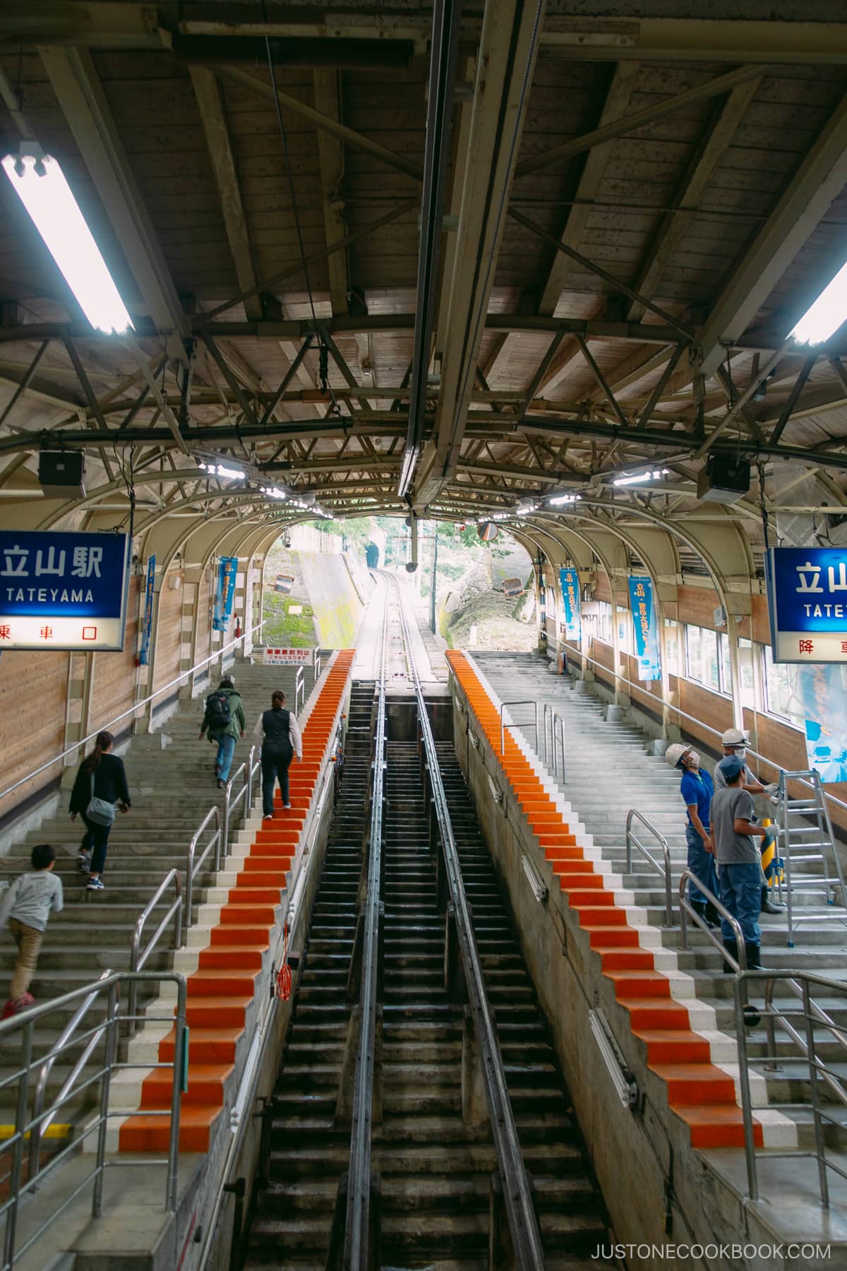 Stairs leading up to the cable car between Tateyama and Bejodaira Station