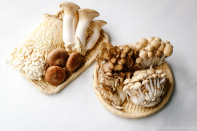 Japanese Mushrooms (Enoki, King Oyster, Shiitake, Maitake, and Shimeji Mushrooms)