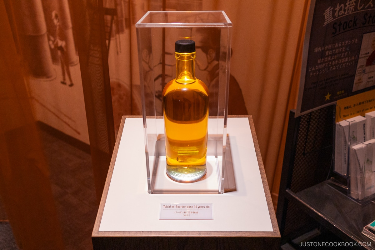 Yoichi ex-Bourbon Cask 15 year olf bottle on exhibit