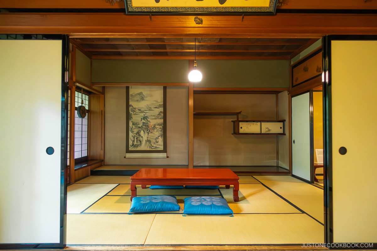 Traditional Japanese interior lounge architecture and design with floor sleating