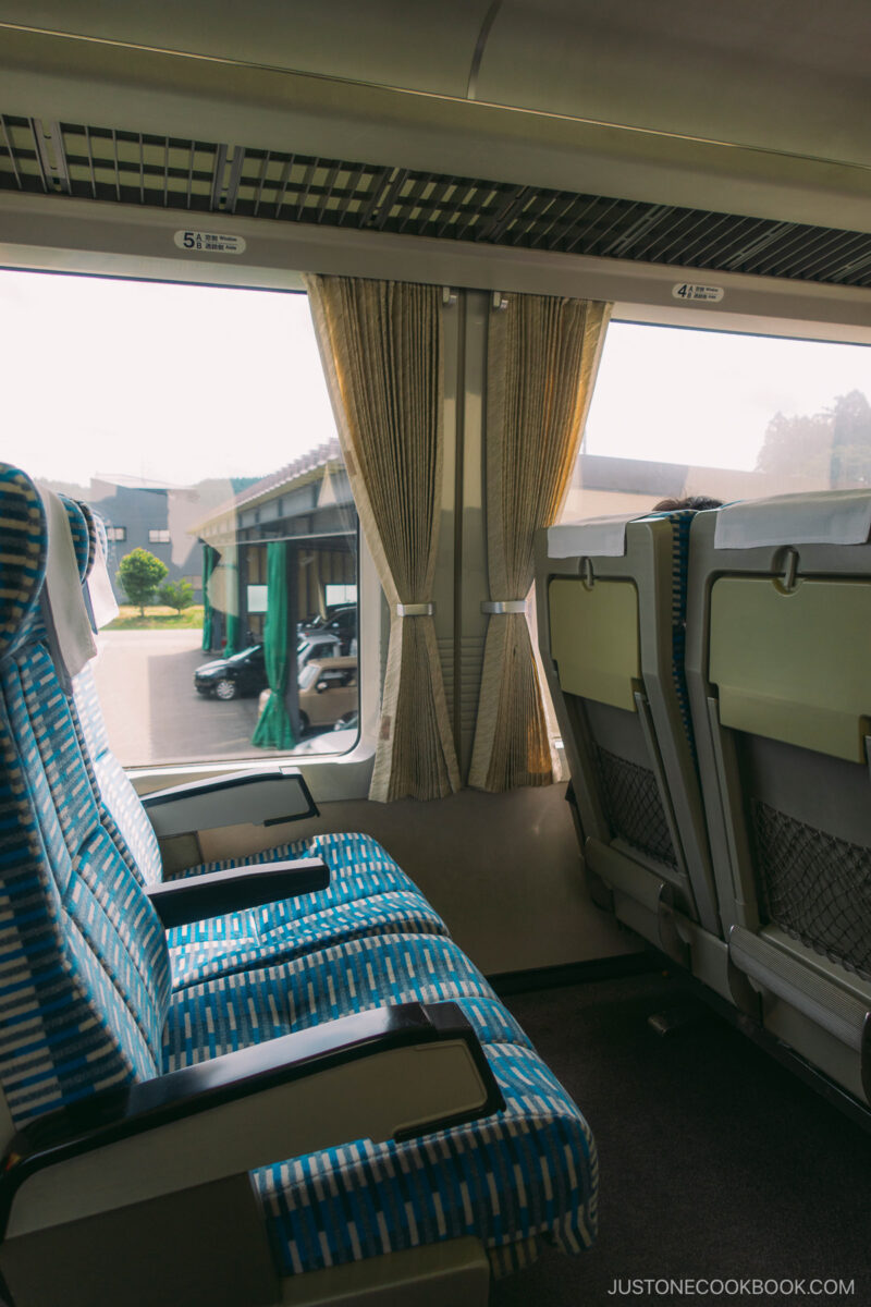 Train seats on the JR Hida Line