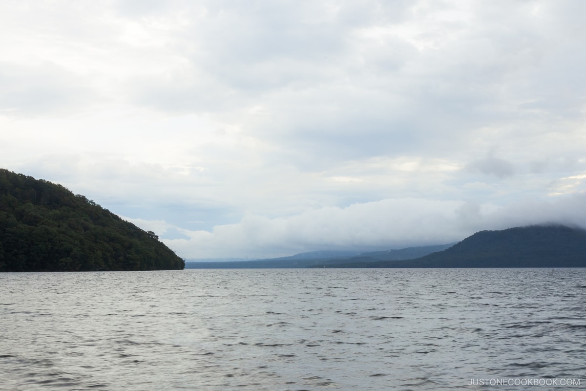 Lake Kussharo on a cloudy day