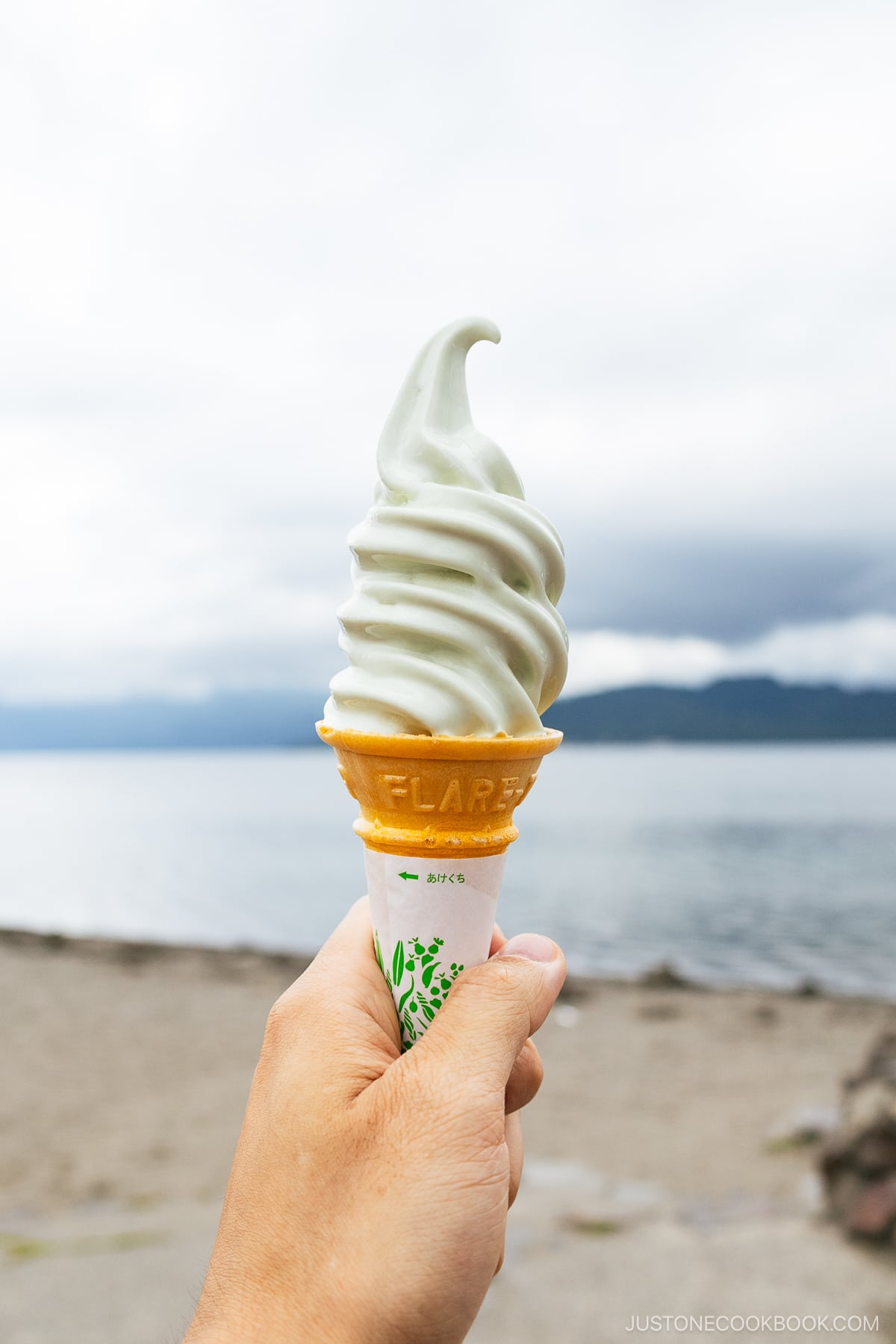 Pistachio soft serve at lake Kussharo