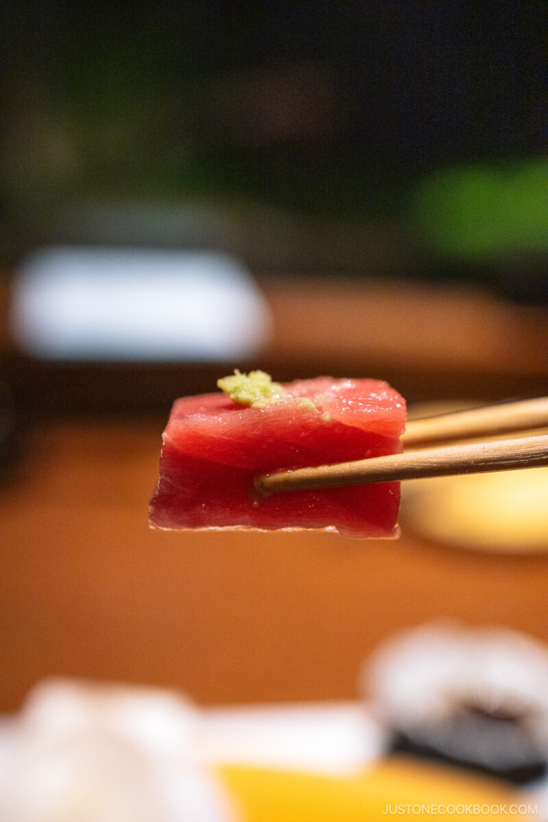 Tuna with wasabi on top
