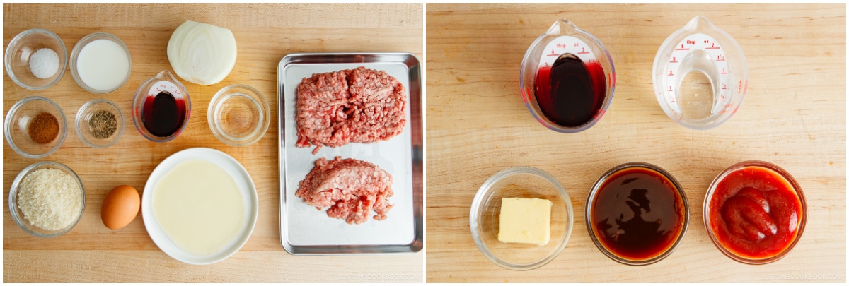 Cheese Stuffed Japanese Hamburger Steak Ingredients