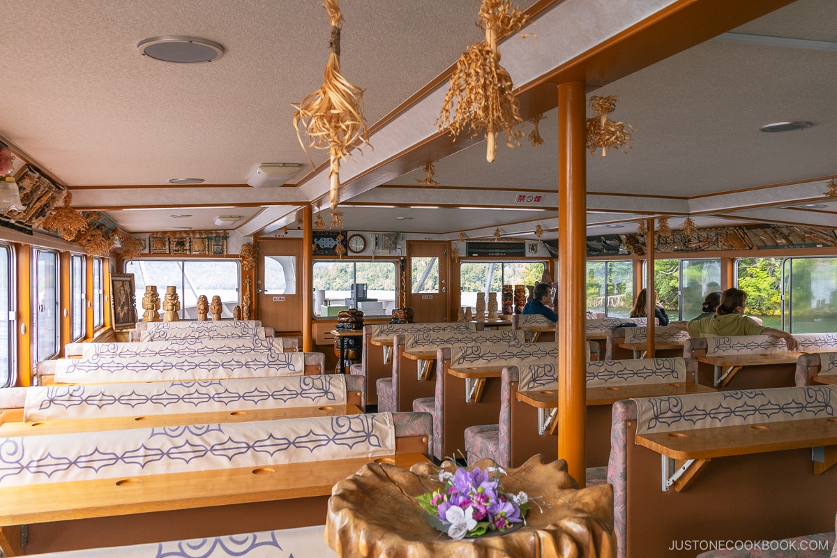 Inside seating on the Lake Akan Sightseeing cruise