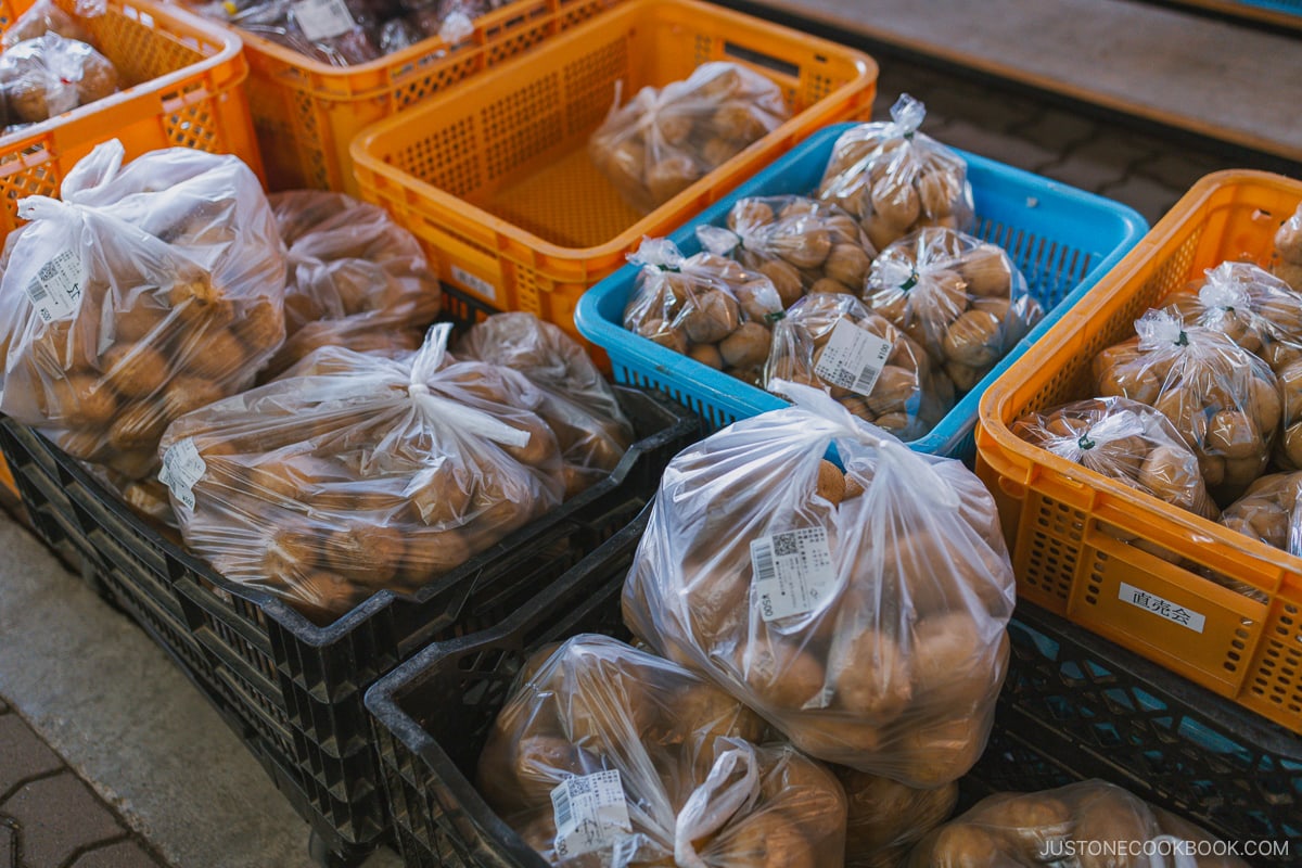 Crates of potatoes