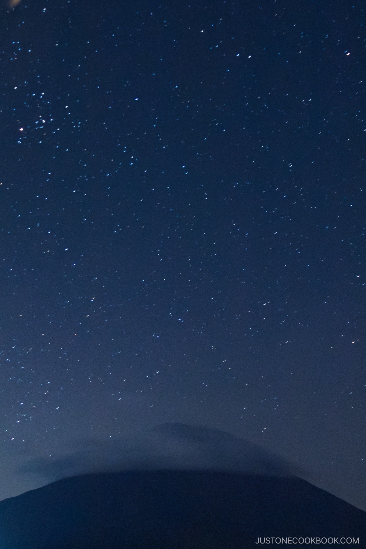 Mt Yotei at night with starry sky