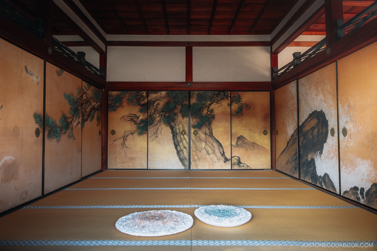 Painted sliding doors in a tatami room