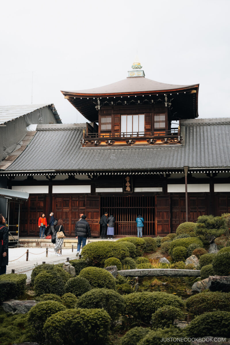 Wooden corridors with stone walkways