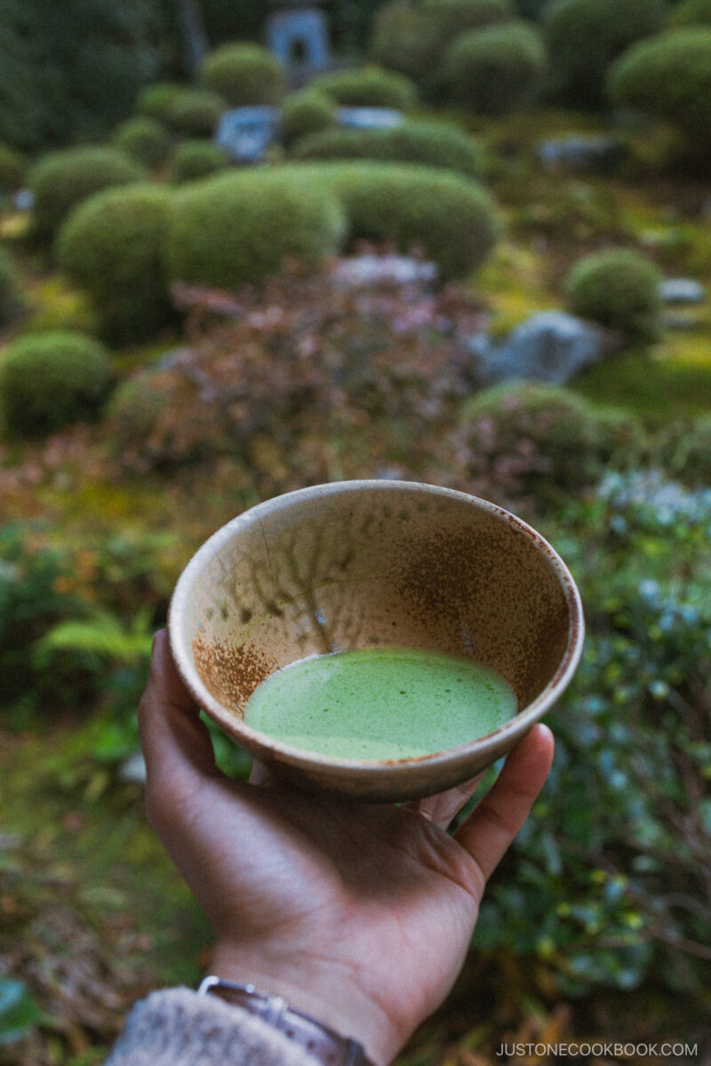 Bowl of freshly made matcha