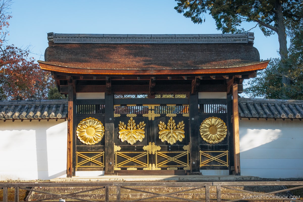 Temple gate with gold decorations