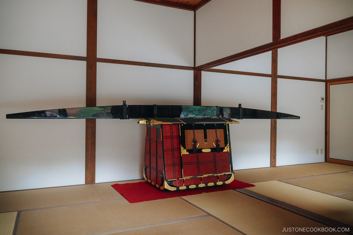 Historic carriage in a tatami room