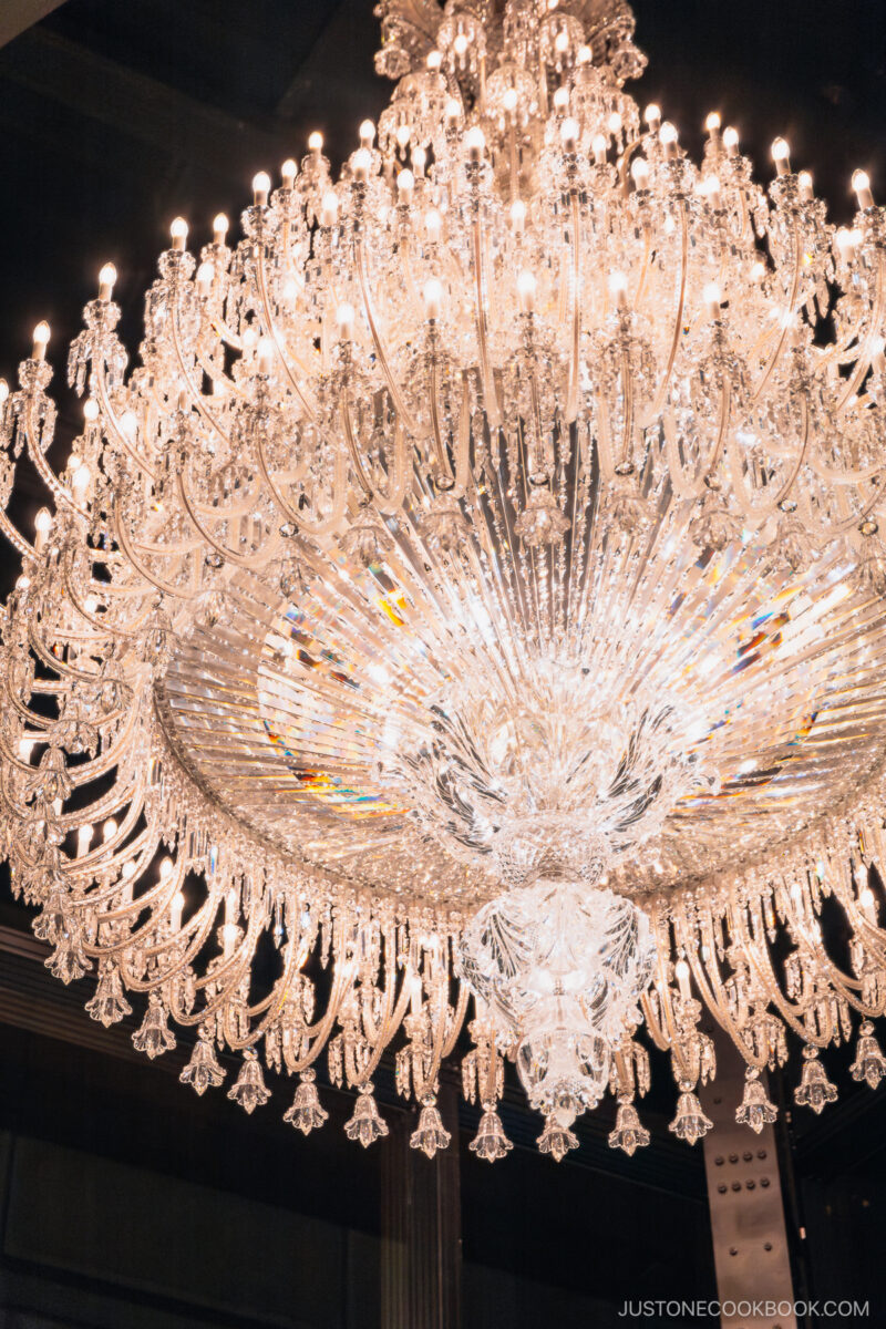 Up close detail sof glass chandelier