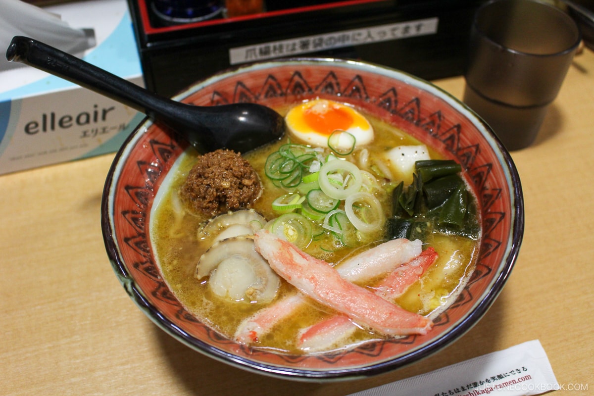 Miso ramen with crab leg in Sapporo