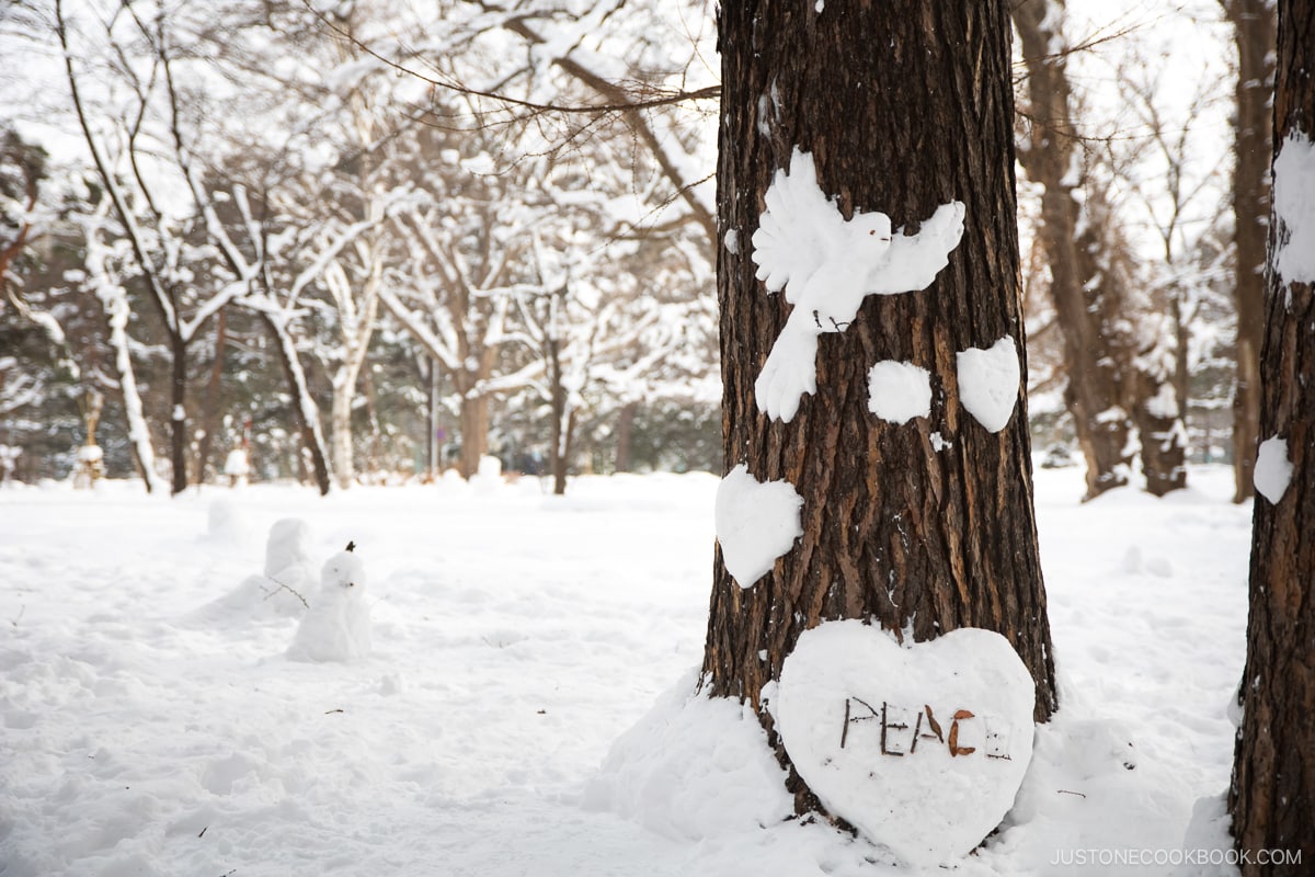 Tree with snow sculptures in Maruyama Park
