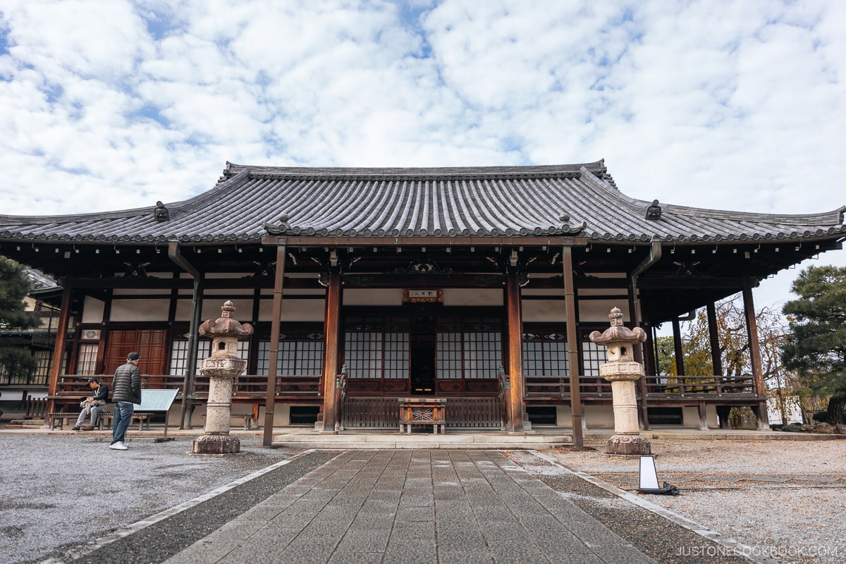 Shrine with two stone lanterns