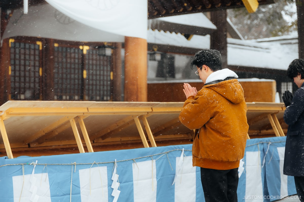 Praying at a shrine