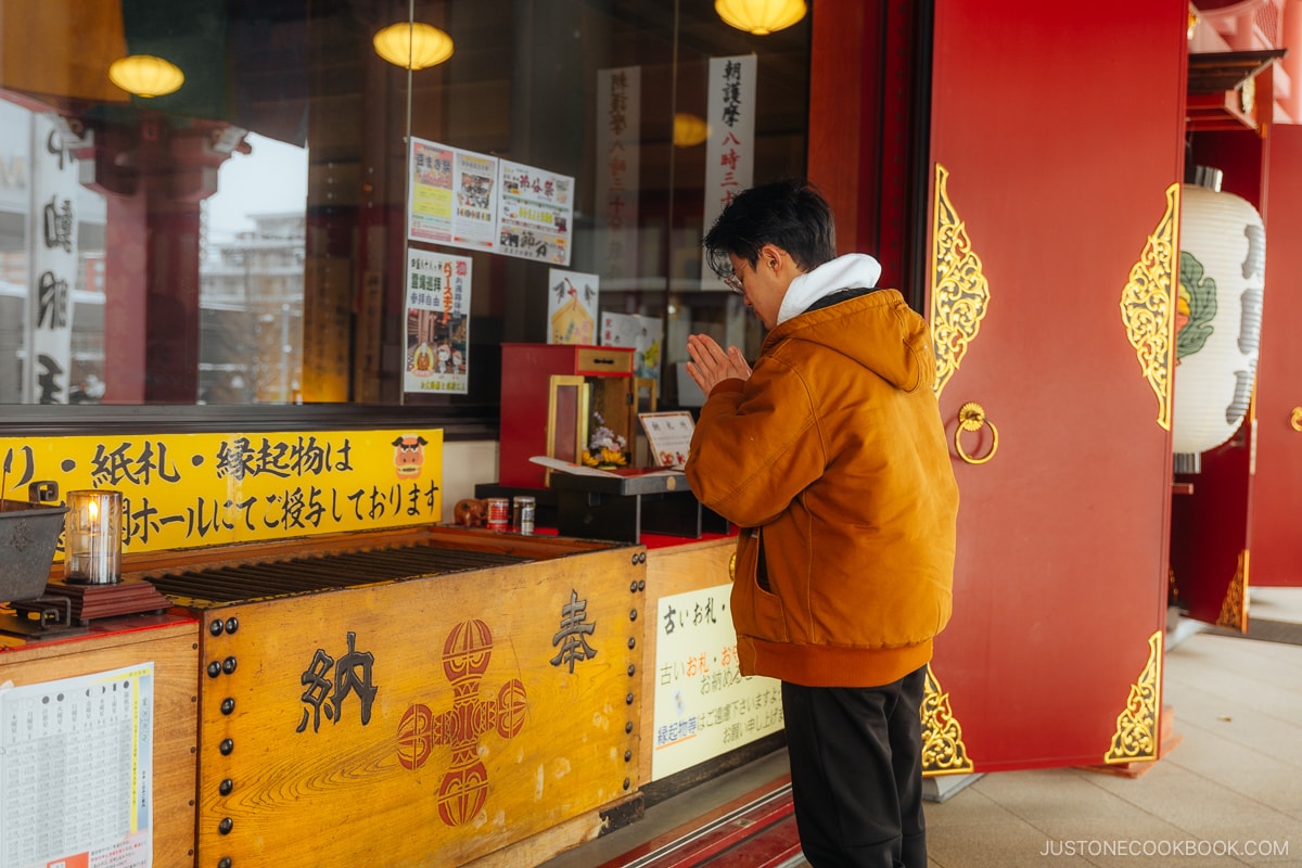 Praying at a temple