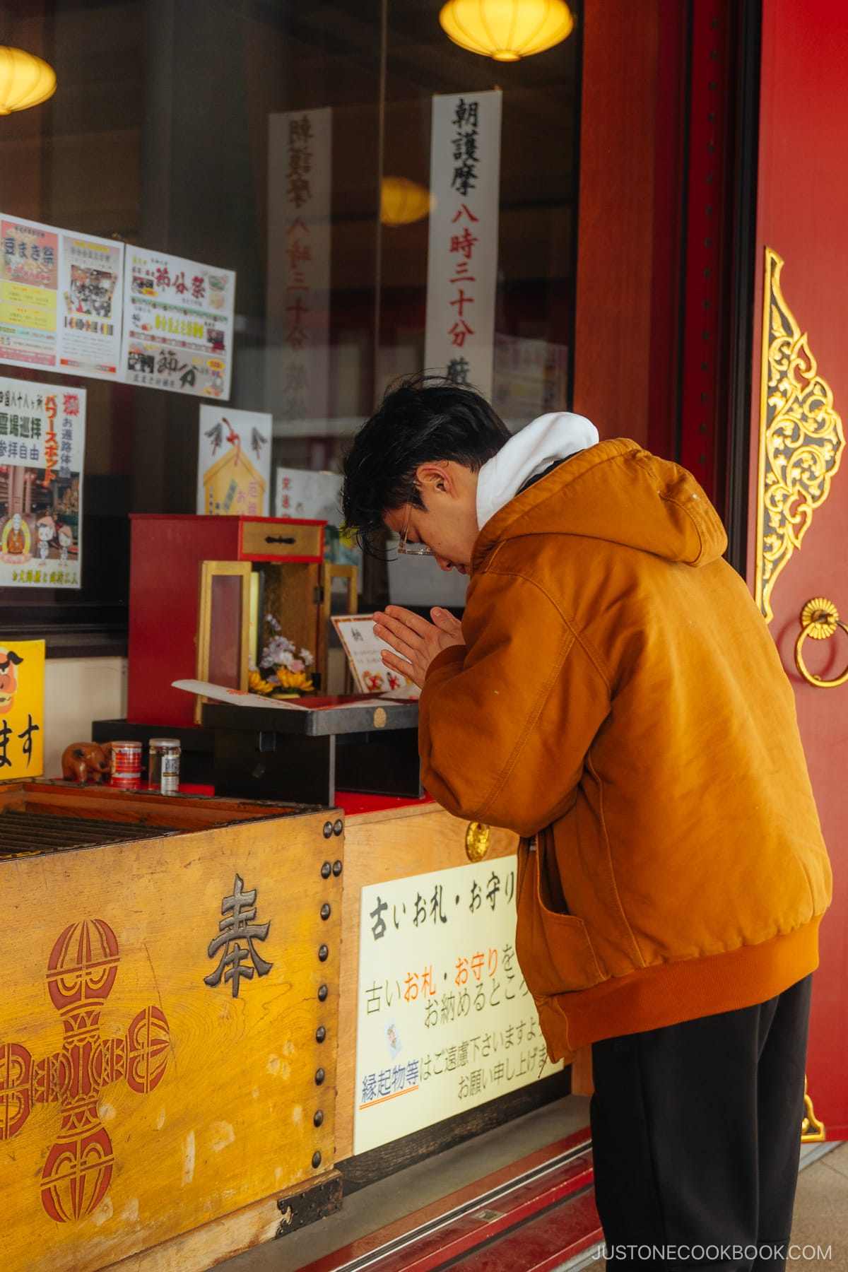 Praying at a temple