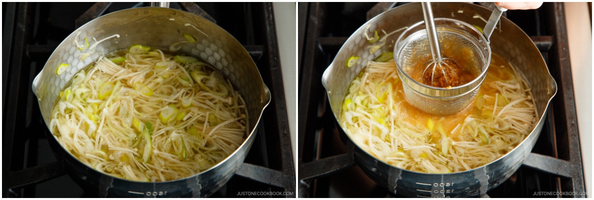 Miso Soup with Enoki Mushrooms and Ground Sesame 11