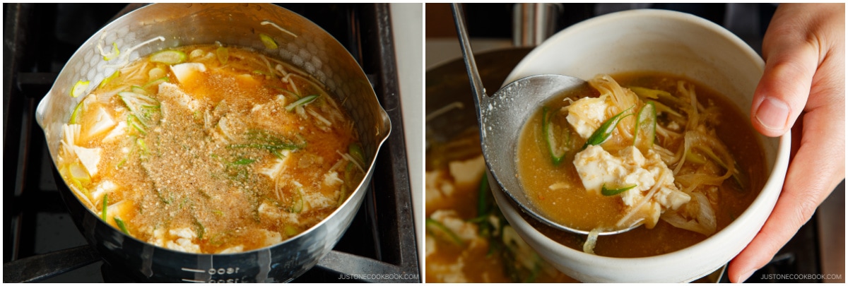Miso Soup with Enoki Mushrooms and Ground Sesame 14