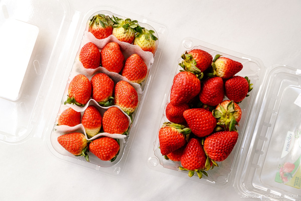 Korean strawberries and American strawberries.