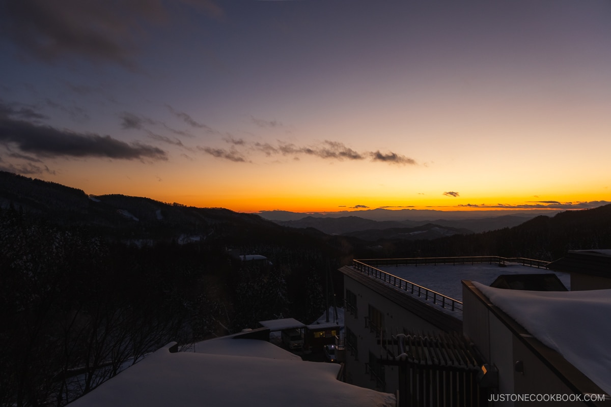 Sunset with mountain silhouettes