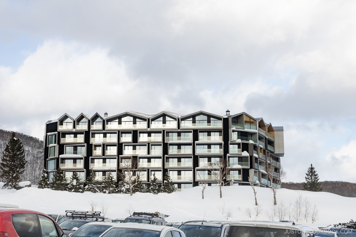 New hotel exterior in Niseko