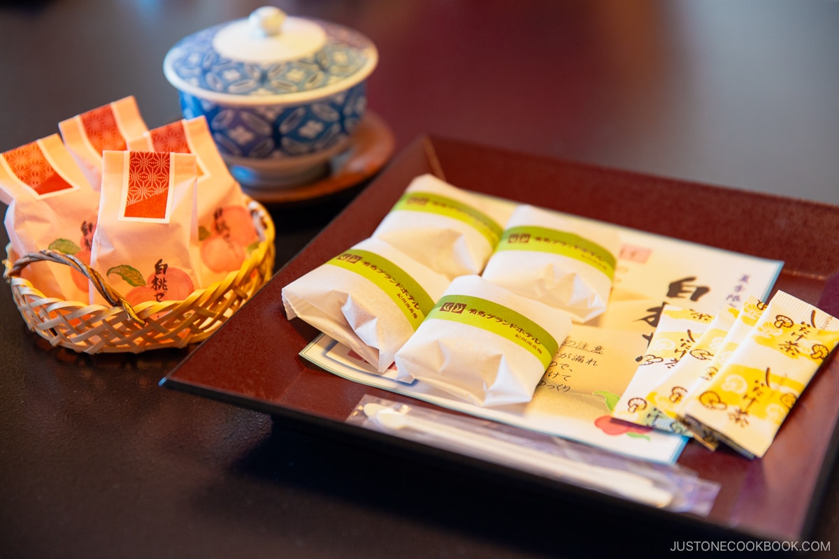 Arima Grand Hotel room complimentary snacks and drinks