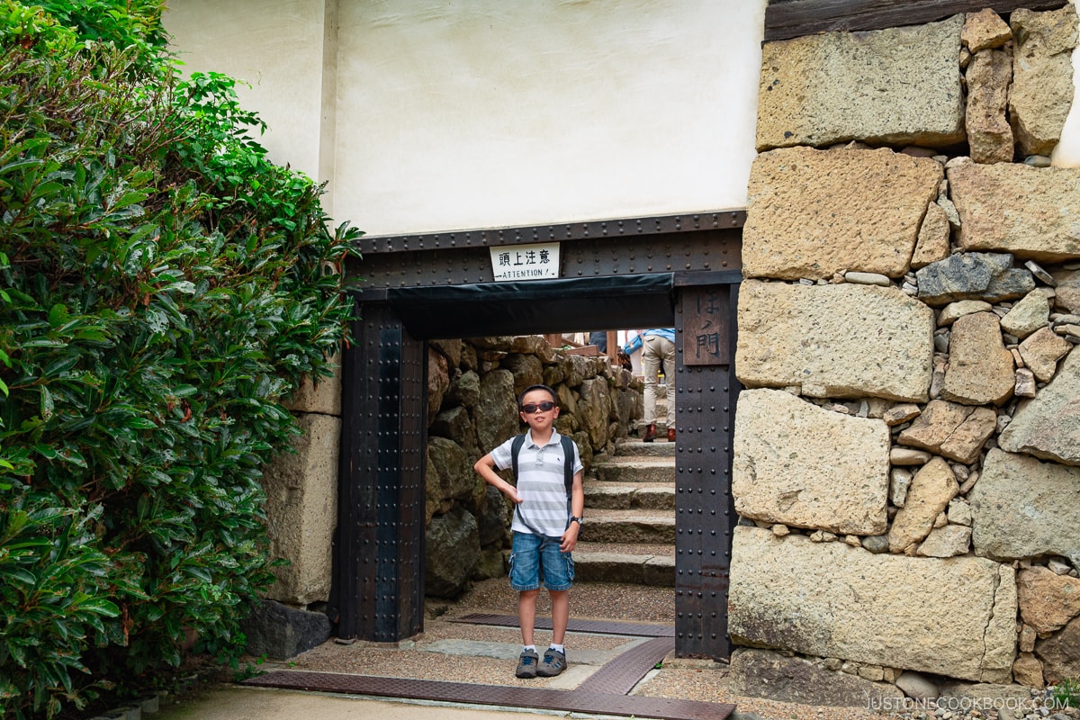 Himeji castle stone walls and narrow gates