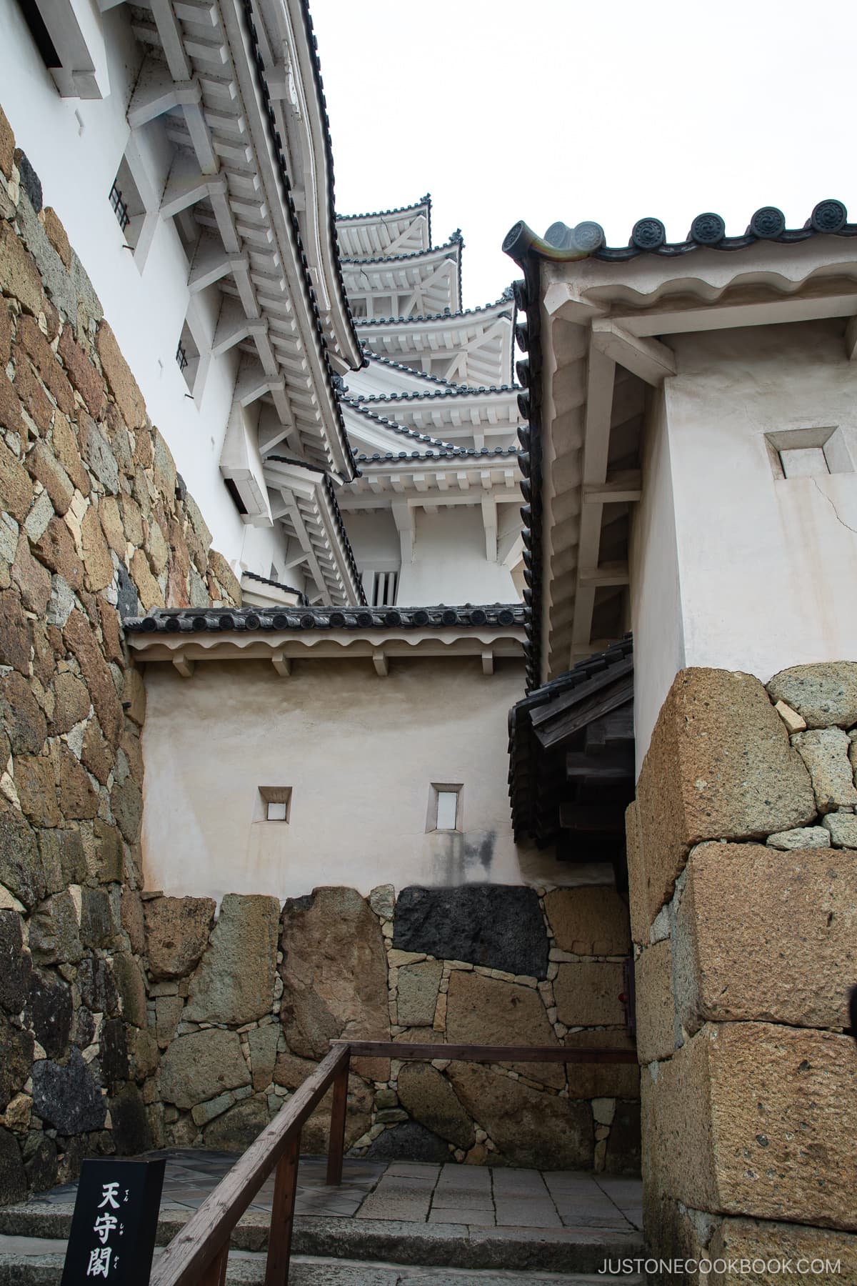 The Tenshukkaku or main keep in Himeji Castle