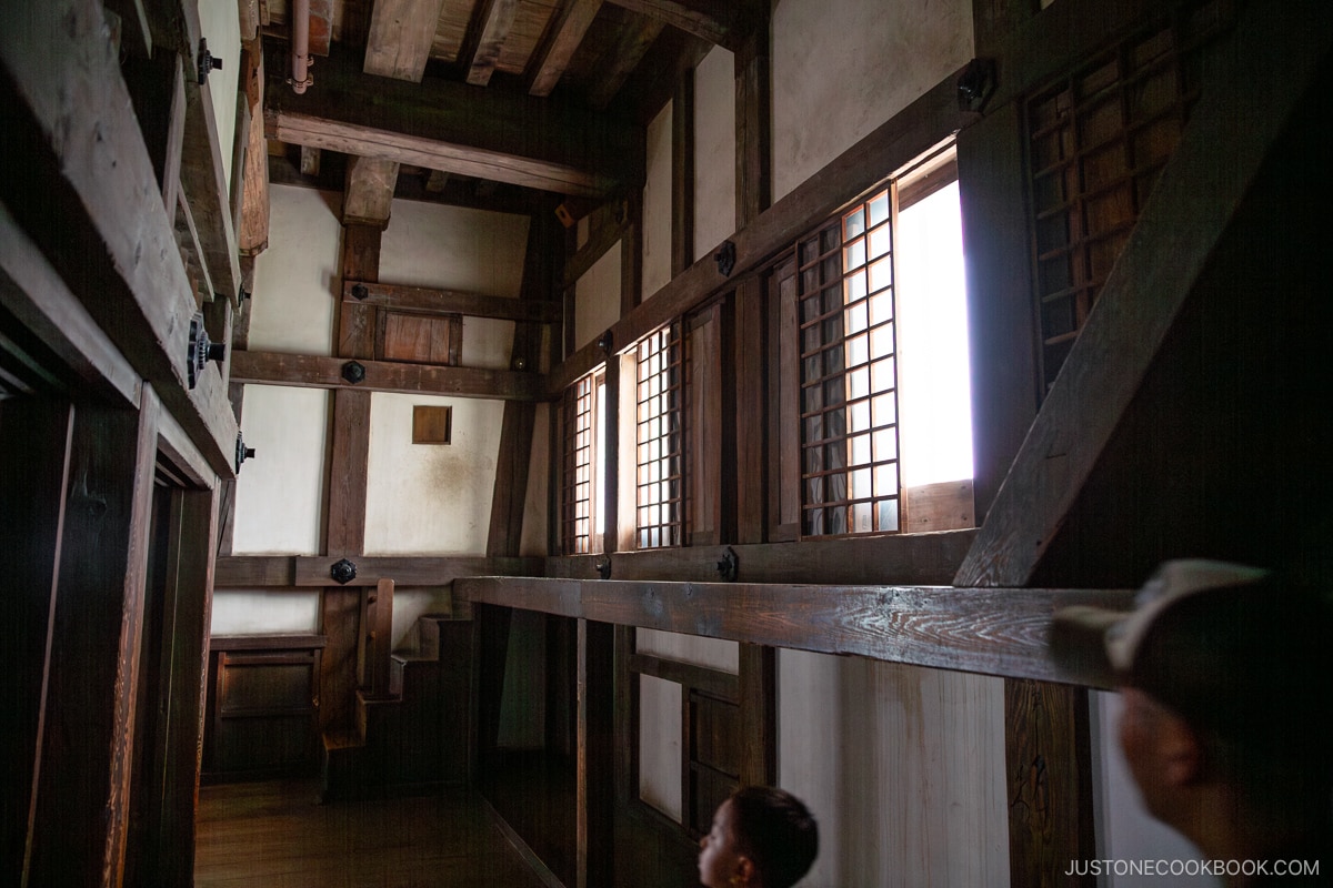 Wall structure showing the windows with sliding door for defense