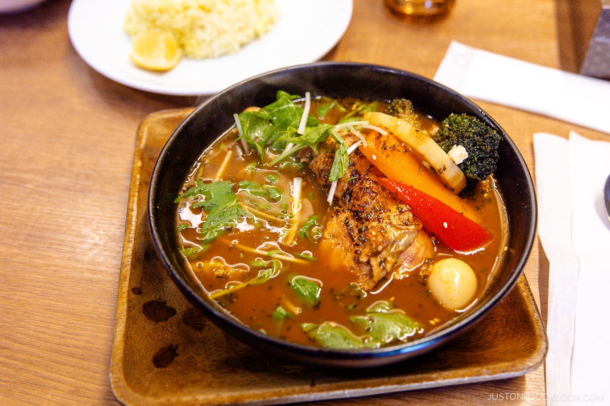 Hokkaido soup curry with chicken and vegetables