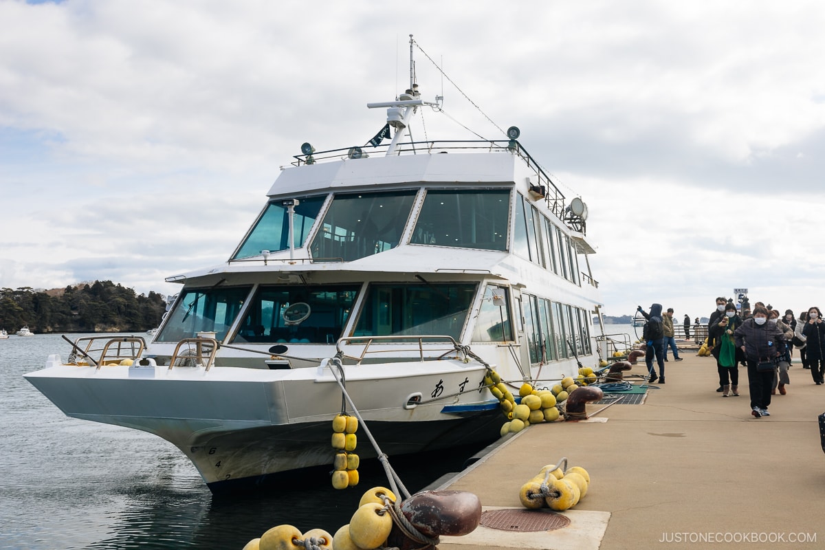 Sightseeing boat docked at the pier