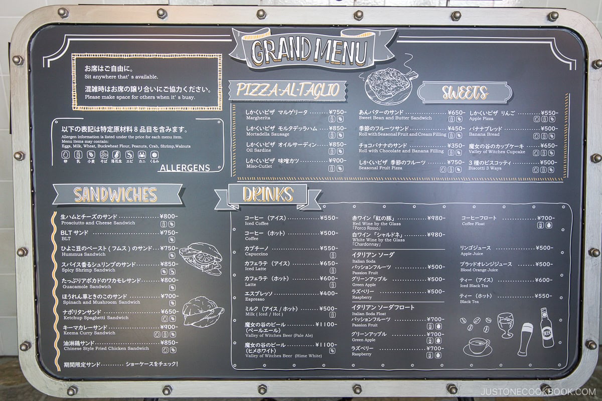 Cafe menu