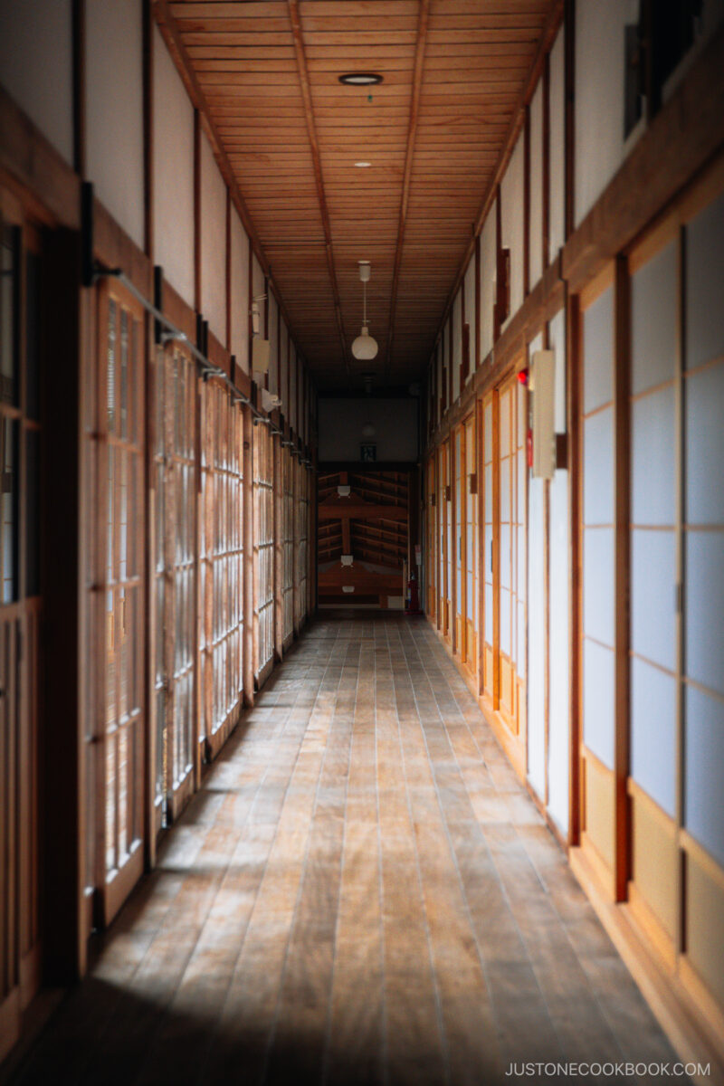 Temple wooden hallway