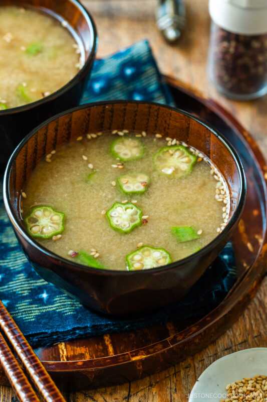 Natto Miso Soup with Okra 納豆とオクラの味噌汁 • Just One Cookbook