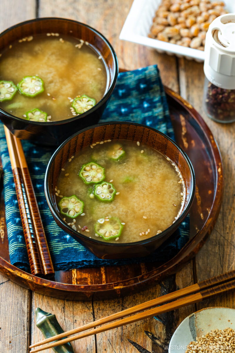 Natto Miso Soup with Okra 納豆とオクラの味噌汁 • Just One Cookbook