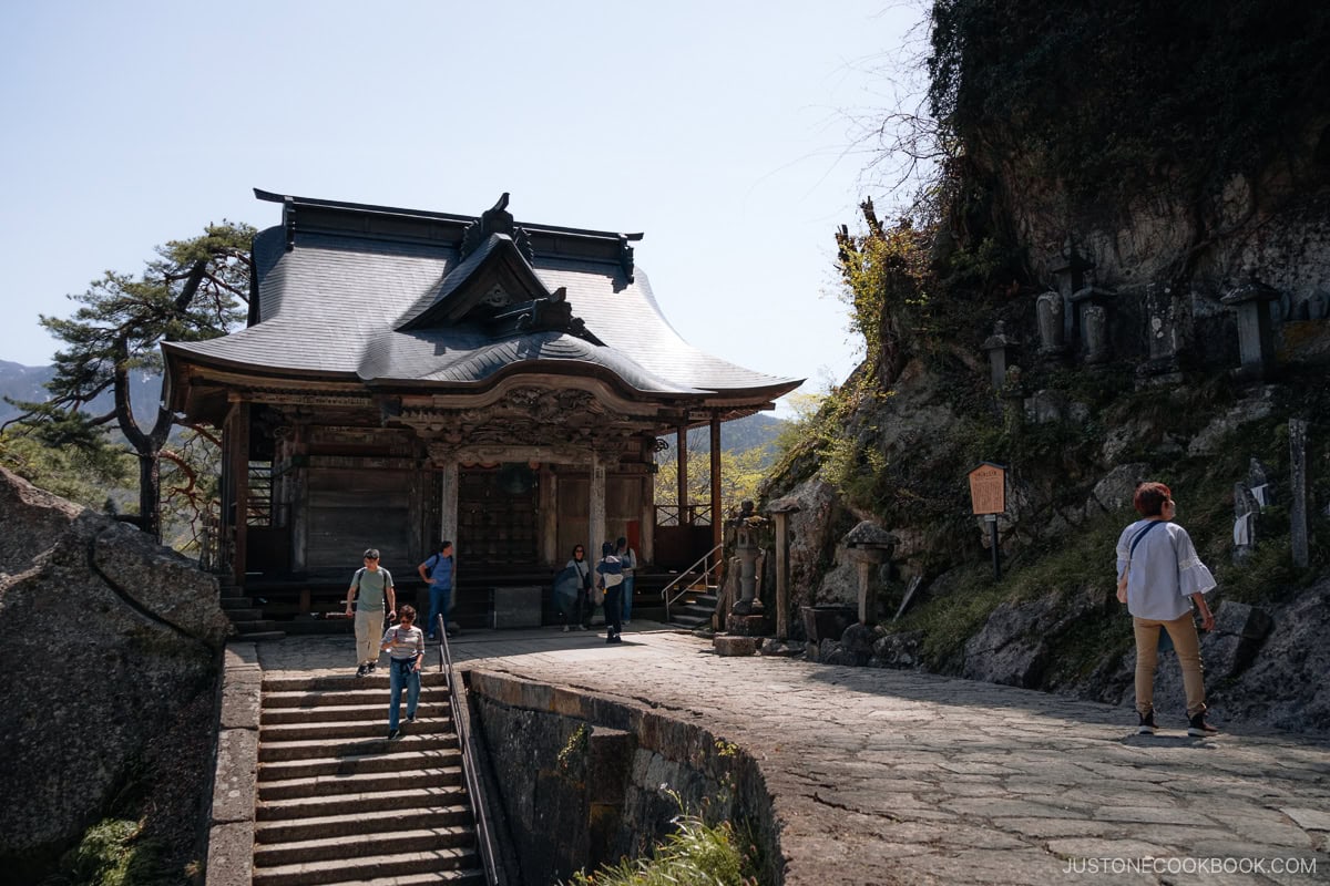 Temple structure on a mountainside