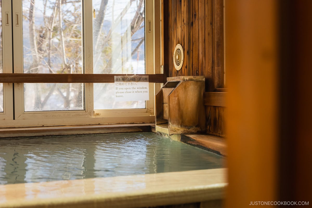 Wooden hot spring