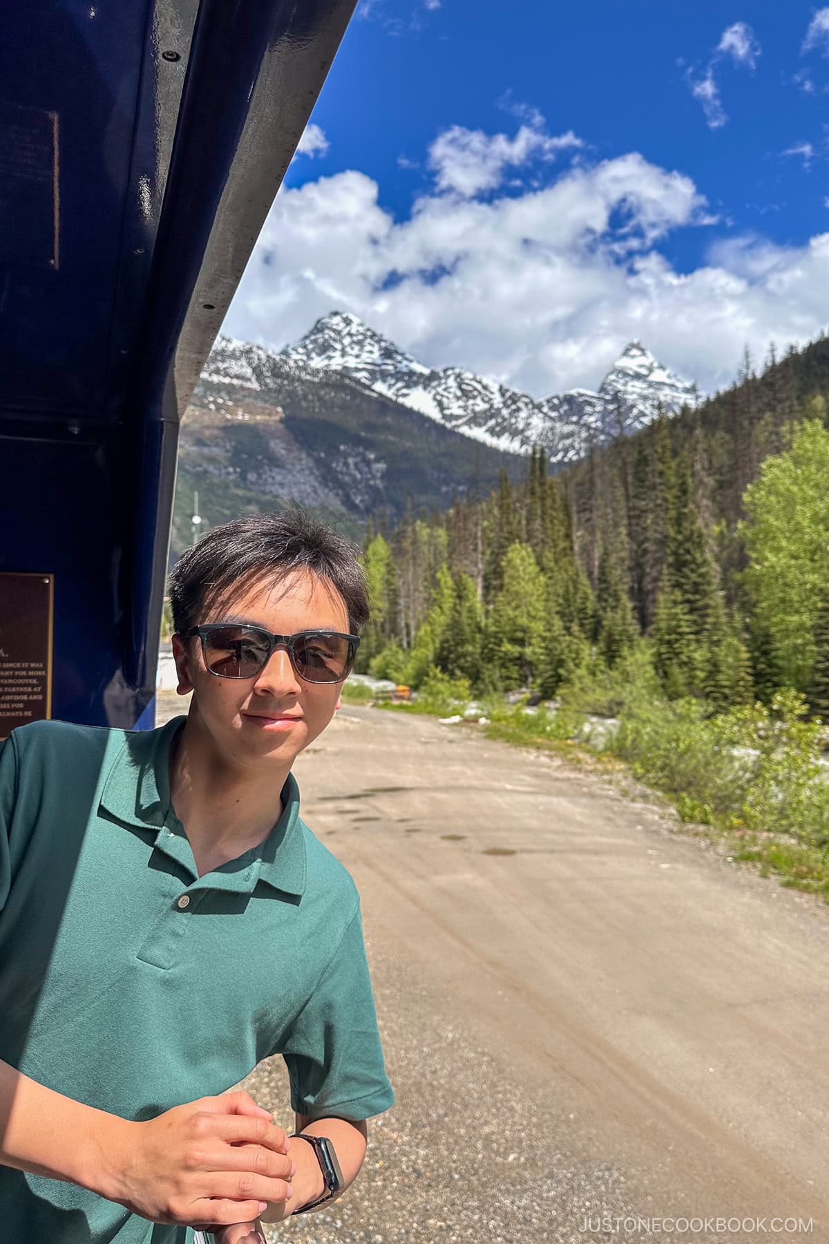 a person standing in a train car