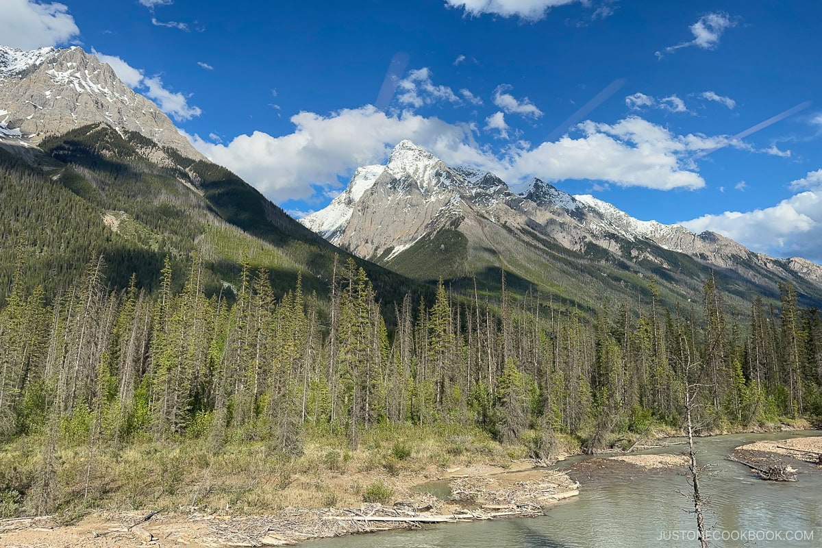 tall mountain peaks with snow