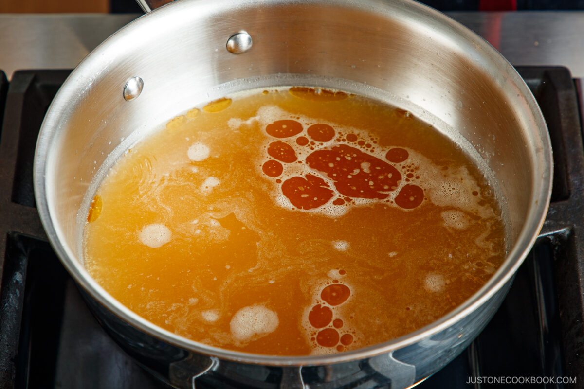 Bring the soup to a simmer.