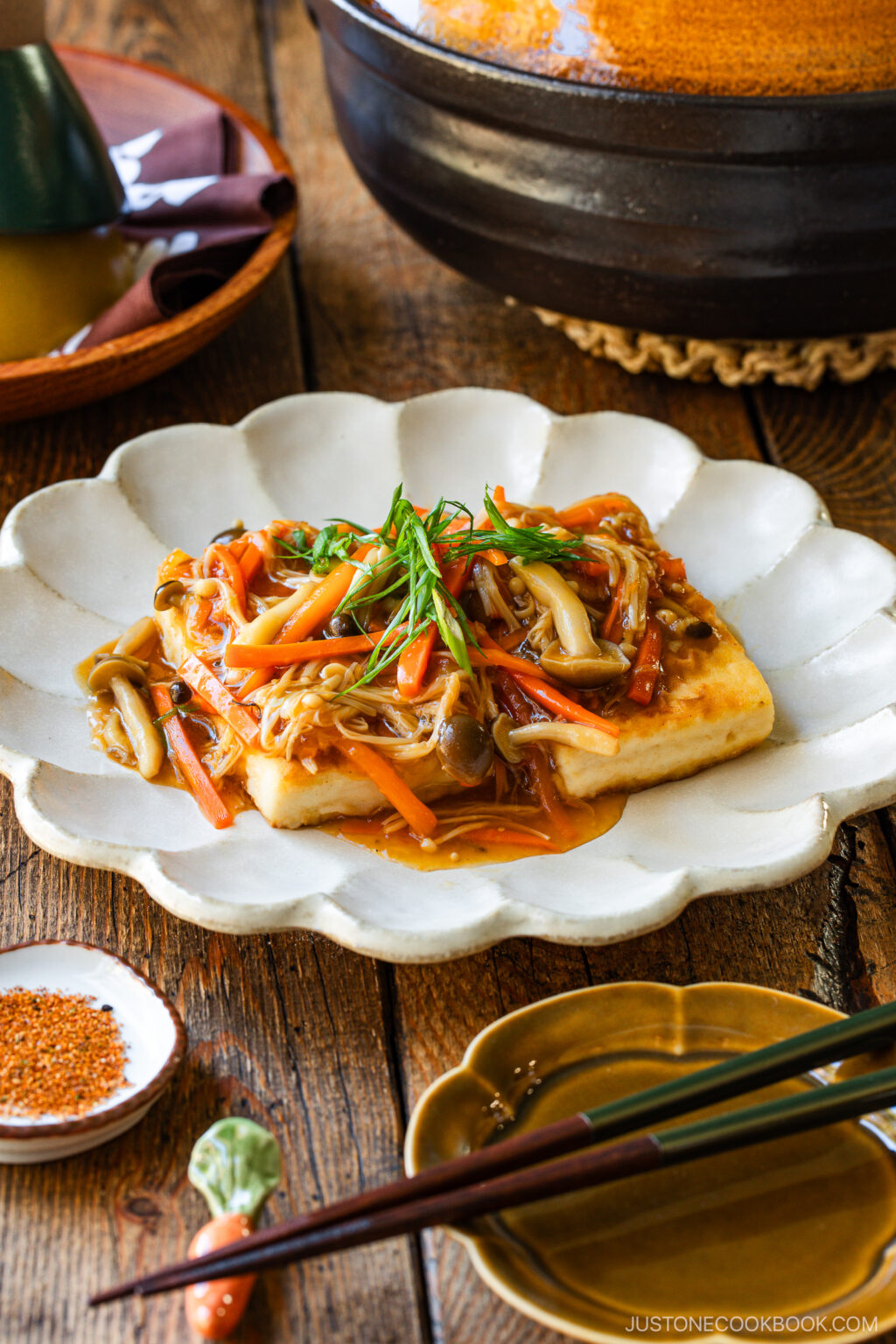 Japanese Tofu Steak with Mushroom Ankake Sauce 豆腐ステーキ • Just One Cookbook